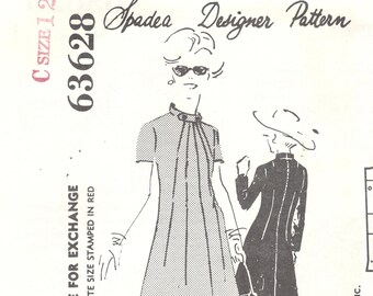 Spadea 63628 1960s Harvey Berin Misses Starburst Dress Pattern Figure Flattering Flared Skirt Womens Vintage Sewing Pattern Size 12 or 16