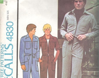 Simplicity 5376 1970s Mens Zip Front Jumpsuit Overalls Pattern | Etsy