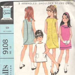 McCalls 9108 1960s Girls 3 Armhole Wrap Arounder Dress Pattern Childs Childs Mod Vintage Sewing Pattern Size 12 Breast 30 NO INSTRUCTIONS image 1