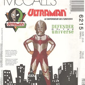 McCalls 6215 Childs ULTRAMAN Costume Pattern Defender of Universe Boys Girls Super Hero Sewing Pattern Small Chest 21 23 Or Medium UNCUT