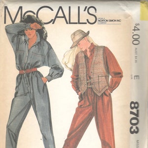 May include: A sewing pattern for two different styles of pants. The pattern is from McCall's and is designed by Willi Wear Ltd. The pattern number is 8703 and is for a miss size extra small.