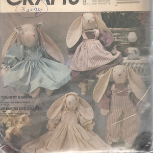 Mccalls 3760 Stuffed Bunny in 3 Sizes and Clothes Pattern 14 20 25