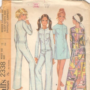 McCalls 2338 1970s Misses Dropseat Jumpsuit Nightshirt Loungewear Pattern Union Suit Womens Vintage Sewing Pattern Size 12 Bust 34 UNCUT