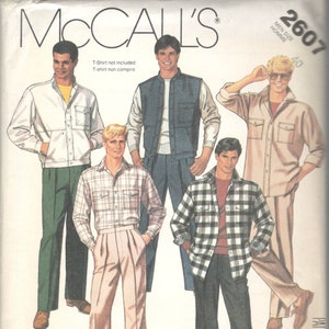 McCalls 2607 1980s Mens Zip or Button Front Jacket Shirt Vest and Pants Pattern Todays Man Adult Vintage Sewing Pattern Chest 40 UNCUT