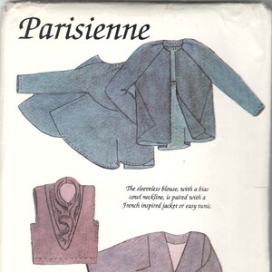 Design & Sew 326 Parisienne French Inspired Blouse Jacket Cowl Neck Pattern Womens Sewing Pattern Size Xs S M L Xl XXL Bust 30-48 UNCUT