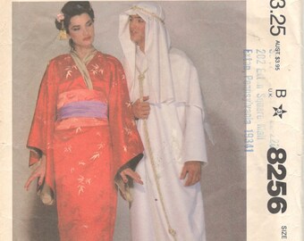McCalls 8256 1980s Mens Womens Geisha Kimono Arab Sheik Caftan Keffiyeh Costume Pattern Adult Vintage Sewing Pattern Size Small Or Large