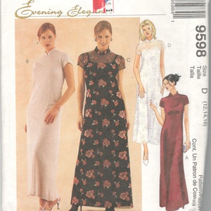 McCalls 9598 Misses Elegant Asian Inspired Dress Pattern Mandarin Collar Womens Sewing Pattern Size 12 14 16 UNCUT
