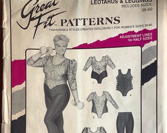 1980s Great Fit 7780 Womens Leotards and Leggings Pattern  Figure Flattering Womans Vintage Sewing Pattern Size  38 - 60 Bust 42 - 64 UNCUT