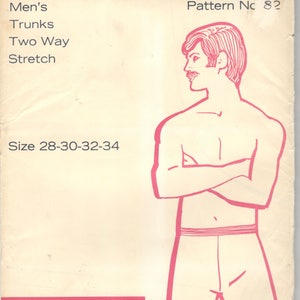May include: A knitting pattern for men's trunks, size 28-30-32-34. The pattern is from Kandel Knits and is $1.25. The pattern shows a line drawing of a man wearing the trunks.