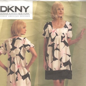 Vogue 1103 Misses A Line Pullover Dress and Slip Pattern DKNY Designer Donna Karan New York Womens Sewing Pattern Size 8 10 12 14 UNCUT