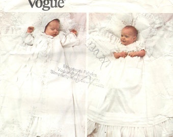 Vogue 2878 1474 1970s Infant Christening Gown Dress Coat Bonnet Pillow Sham Blanket Pattern Embroidery Transfer Sewing Pattern One Size