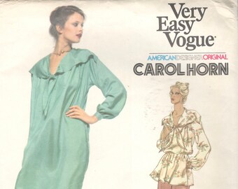 Vogue 1820 1970s Misses Pullover  V Neck Dress Blouse and Pants Pattern Very Easy Womens Vintage Sewing Pattern Size 10 Bust 32 UNCUT