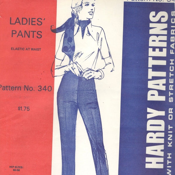 Jean Hardy 340 1970s Larger Ladies Classic Straight Leg Pants Pattern Double Knit Womens Vintage Sewing Pattern Hip Size 46 - 56 UNCUT