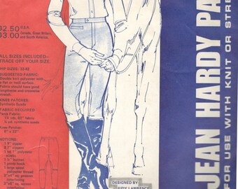 Cartamodello Jean Hardy 570 Hunt Sean per pantaloni da equitazione inglesi Jodhpurs a vita alta da donna, vintage anni '70, taglie fianchi 32 - 42, non tagliato.