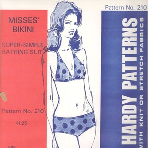 1970s Jean Hardy 210 Misses Bikini Pattern Halter Top and Briefs Super Simple Womens Vintage Sewing Pattern Size 6 8 10 12 14 16 UNCUT