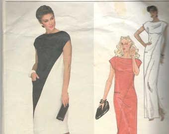 Vogue 2422 1980s Misses Pullover Evening Dress Pattern Diagonal Seam ADELE SIMPSON  Womens Vintage Designer Sewing Pattern Size 10 Bust 32