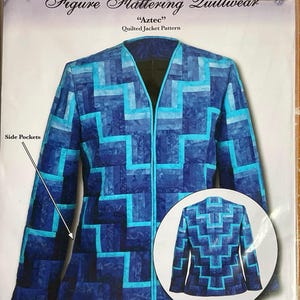 Figure Flattering Quiltwear Aztec Geometric Quilted Jacket Pattern Regular Fit with Side Pockets Womens Sewing Pattern Bust 34 - 46 UNCUT
