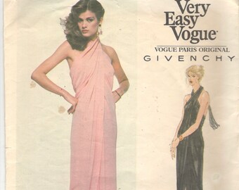 Vogue 2014 1970s Misses Pullover Evening Dress Pattern Goddess Criss Cross Neckline Womens Vintage Sewing Pattern Size 8 Bust 31