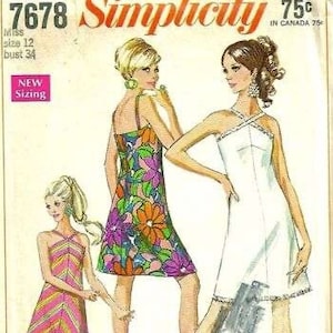 1960s Simplicity 7678 Misses Sleeveless  Cocktail Dress Pattern Halter Style Womens Vintage Sewing Pattern Size 12 Bust 34