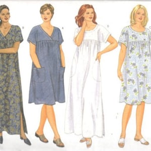May include: Butterick sewing pattern 6601 featuring four different dress designs. The dresses are shown in various colors and patterns, including floral and solid fabrics. The pattern includes sizes 22W, 24W, and 26W.