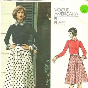Vogue 2865 1970s Designer Dress Pattern Fitted Bodice Gathered Skirt Two Lengths Bill Blass Womens Vintage Sewing Pattern Size 12 Bust 34 UC