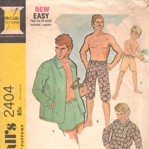 May include: A vintage sewing pattern for men's and boys' pajamas in three lengths and a jacket. The pattern is from McCall's and is number 2404. The pattern is for a two-color guide and includes one pattern.