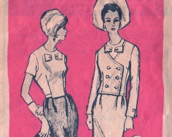 Pedido por correo A779 Patrón de traje de diseñador Oleg Cassini de los años 60, falda, blusa, chaqueta, patrón de costura vintage para mujer, talla 10, busto 31