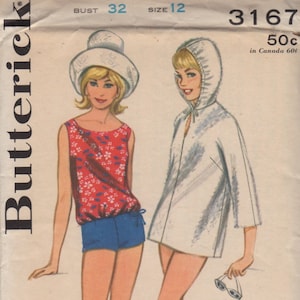 Butterick 3167 1960er Jahre 2 Stück Badeanzug und Pullover Hoodie Cover Up Schnittmuster Damen Vintage Schnittmuster Größe 12 Büste 32 UNCUT