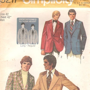 Simplicity 5217 1970s Mens Sport Coat Pattern Proportioned - Etsy