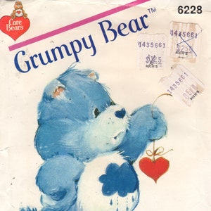 Butterick 6228 301 1980s GRUMPY BEAR  Care Bear Pattern Vintage Stuffed Toy Animal Sewing Pattern 17 Inches