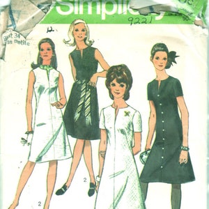 1970s Simplicity 9221 Jiffy Misses A Line Dress Pattern Classic Design Womens Vintage Sewing Pattern Size 12 Bust 34 Or 10