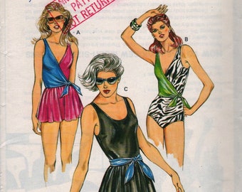 1980s  Kwik Sew 1429 or 1428 Misses  Swimsuit Pattern 3 Styles  Womens Vintage Sewing Pattern Size 16 18 20 22 UNCUT