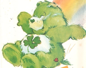 Butterick 6233 Good Luck Bear Pattern Shamrock 4 Leaf Clover Care Bear 1980s Vintage Stuffed Toy Animal Sewing Pattern 17 Inches UNCuT