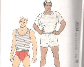 Kwik Sew 2334 Briefs Boxers Tank Top T Shirt Adult Teen Mens Underwear Sewing Pattern Size s m l xl xxl Chest 34 - 52  UNCUT