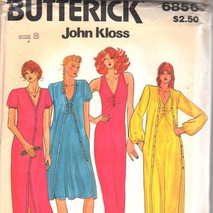 May include: A sewing pattern for three long nightgowns. The pattern is for size 8 and is designed for moderate stretch knits. The nightgowns are shown in pink, blue, and yellow.