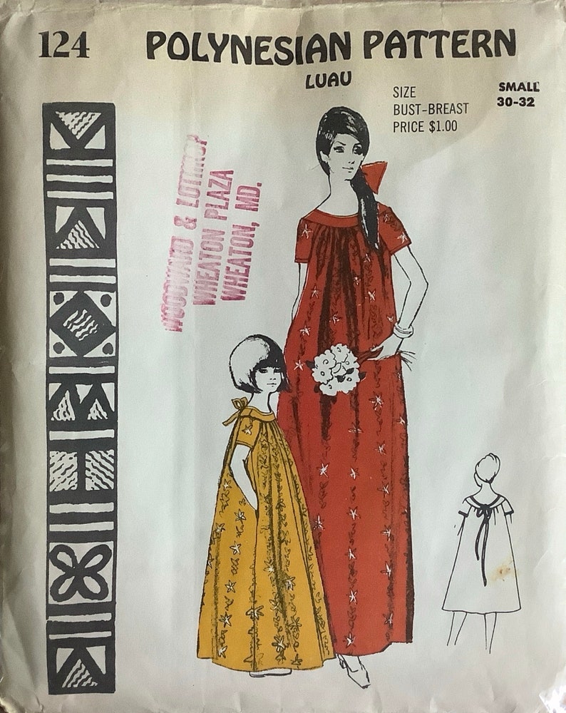 1970s Polynesian Pattern 124 Muu Muu Pattern Luau Dress Womens Girls ...