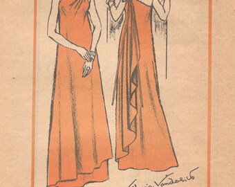 美術グラフ 1970年代 雑誌セット 1970s Mail Order A957 Misses Evening Wrap Dress Pattern