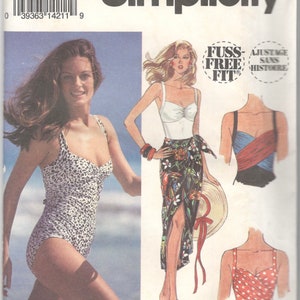 Simplicity 8488 Misses Draped One Piece Swimsuit Wrap Skirt Pareo Pattern Womens Vintage Sewing Pattern Size 8 10 12,14 16 18 Or 20 22 24 image 4