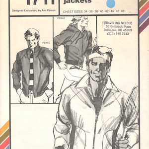 Stretch & Sew 1711 Action JACKET Pattern Raglan Sleeves Zip Front Active Wear Sportswear Mens Vintage Sewing Pattern Chest 34 - 48 UNCUT