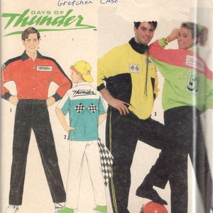 Simplicity 9848 0652 Mens Misses Teen Days of Thunder Pants Shirt Jacket Pattern Uniform Unisex Sewing Pattern xs s m l xl Chest 30-48 UNCUT