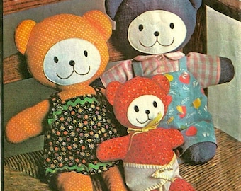 McCalls 4714 1970s  Mama Papa and Baby Bear and Clothes Pattern STUFFED BEAR Family  Vintage Toy Sewing Pattern UNCUT