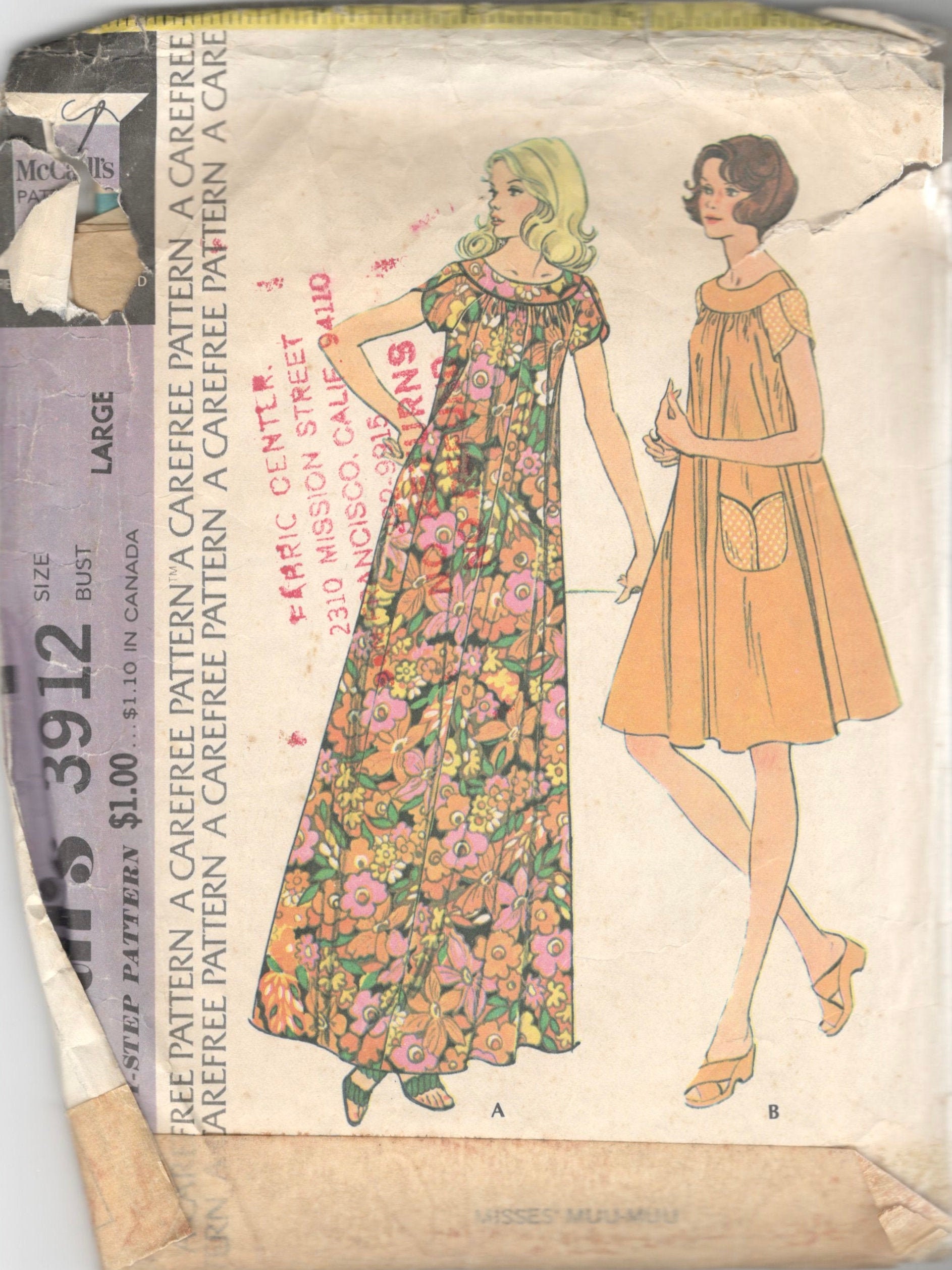 70s RETRO Dress Pattern McCalls 2373 Vintage Sewing Pattern 2 Style  Versions UNCUT Bust 30 FACTORY FOLDED