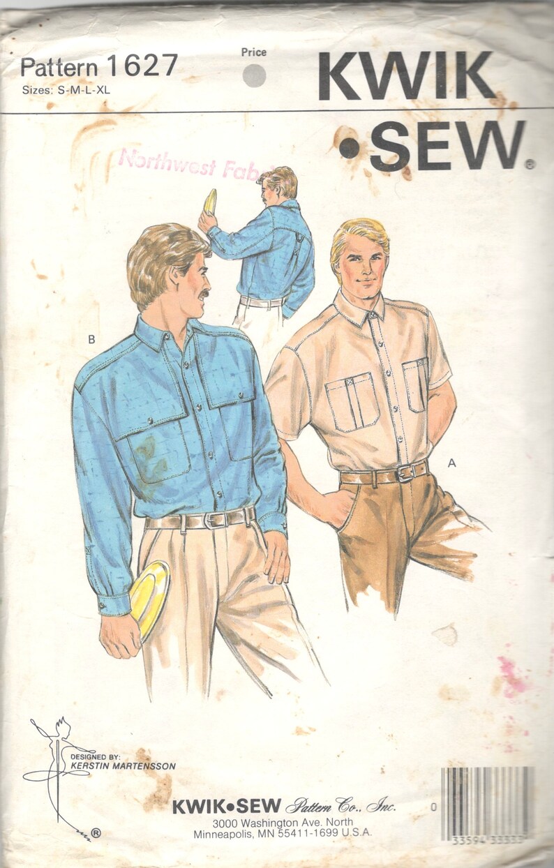 Kwik Sew 1627 1980s Mens Shirt Pattern With Decorative Yoke - Etsy