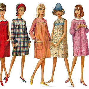 Simplicity 6386 1960s Misses Smock Dress and Reversible Hat Pattern Smocking Transfer Womens Vintage Sewing Pattern Size 12 Bust 32 UNCUT