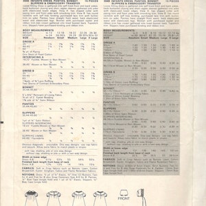 Butterick 3948 1980s Infants Dress Bonnet Slippers and Panties Pattern Baby Girls Sewing Pattern Size Small or Lg or X Large image 2