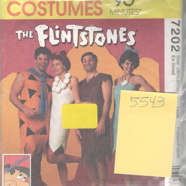 McCalls 7202 or 5543 or 8939 Mens Misses Flintstones Costume Pattern Fred Barney Betty Wilma ADULT Costume Pattern Size X Sm Or SM Or L or M