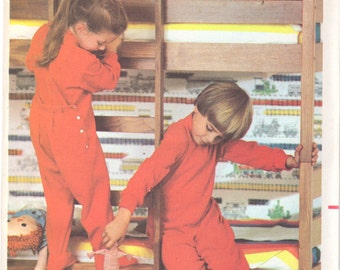 Butterick 3505 Toddlers Boys Girls Zip Front Long Handles Footed PAJAMAS Pattern Childs Vintage Sewing Pattern Size 2 3 4 or 5 6 6X UNCUT