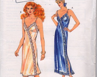 Kwik Sew 1635 1980s Misses LINGERIE Nightgown and Slip Pattern Asymmetrical Womens  Vintage Sewing Pattern Size xs s m l  Bust 31- 41 UNCUT