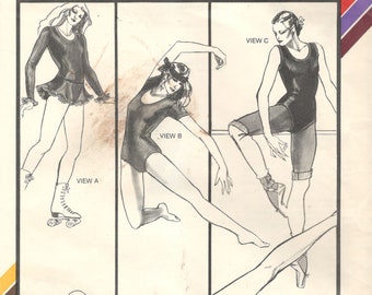 Stretch & Sew 317 1980s Misses Leotard and Skating Dress Pattern Exercise Gymnastics Dance Womens Vintage Sewing Pattern Bust 28 - 44 UNCUT