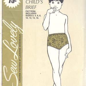 Sew Lovely C100 1970s Childs Panties Pattern Panty Briefs Toddlers Girls Teens Sewing Pattern Size 2 4 6 8 10 12 14 16 UNCUT